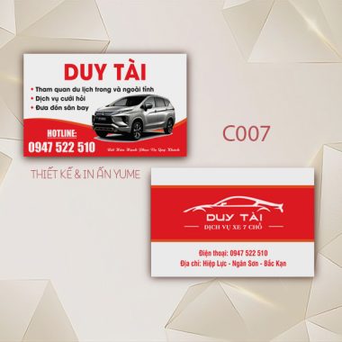 Mẫu card visit taxi C007