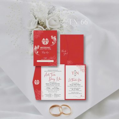 Thiệp cưới đỏ TN66
