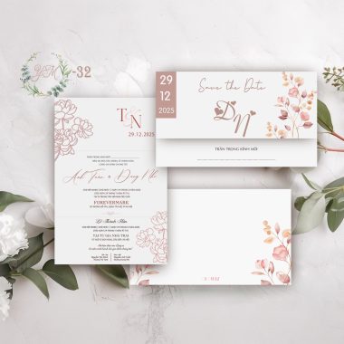 Thiệp cưới gập ngang Yume YM32