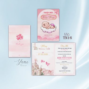 Thiệp mời đầy tháng TN16