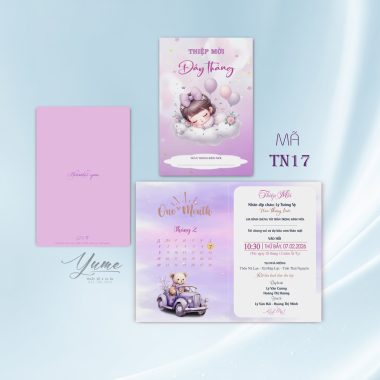 Thiệp mời Đầy tháng - Thôi nôi TN17