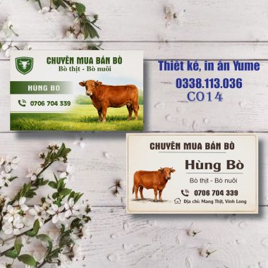 Mẫu card visit đẹp cho dịch vụ mua bán bò C014